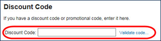Discount code field screenshot
