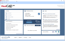 HeatCAD main menu screenshot